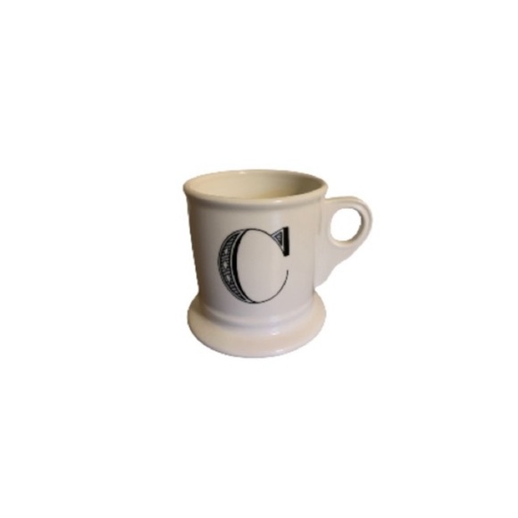 Anthropologie Cream and Black Ceramic Letter C Mug - Picture 1 of 7
